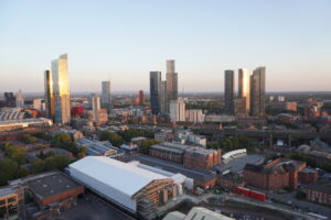 Manchester city centre skyline Castlefield Deansgate